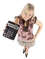 Girl holding a calculator
